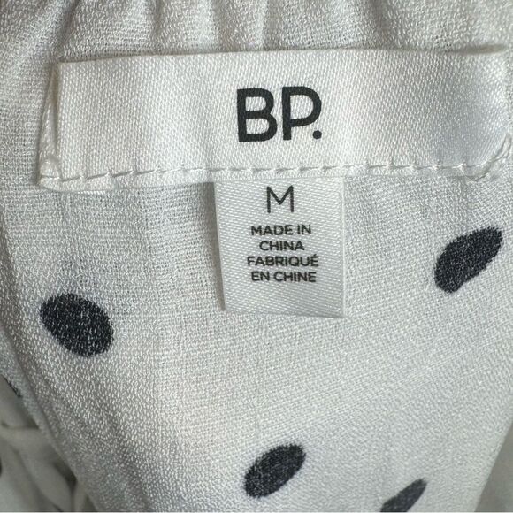 BP white and black polka dot button down tie front midi dress size medium - Picture 7 of 9